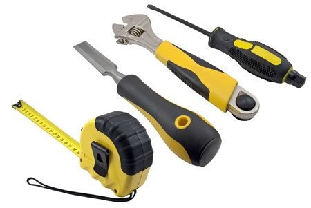 Spanner, large screwdriver and chisel - the isolated imageの写真素材