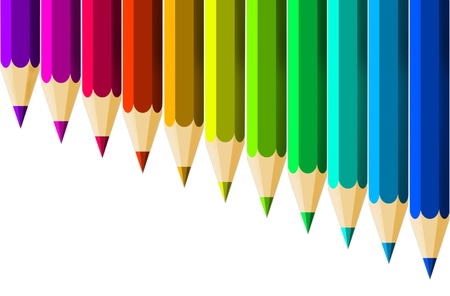 Color pencils  on a white backgroundの写真素材