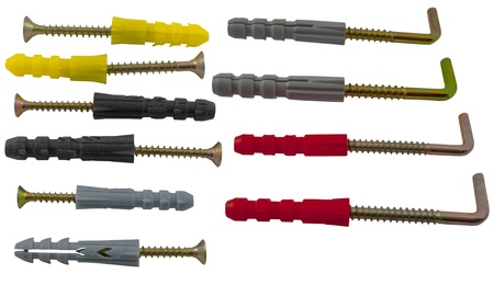 Steel screw for fixture in concrete on a white background close up is isolated の写真素材