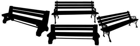 Silhouettes of Bench, the isolated image の写真素材