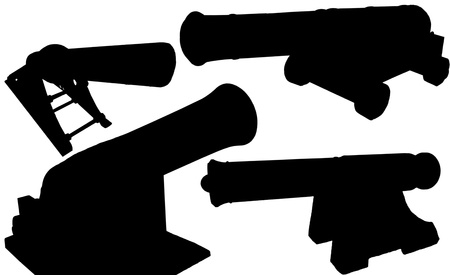 Old guns from the Russian coastal battery in Sevastopol townの写真素材