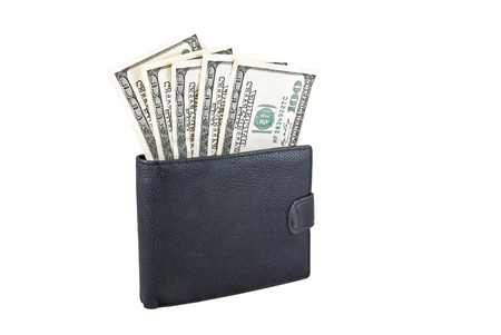 Wallet with dollars isolated on white background 