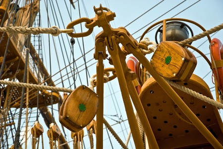 The Sailboat wooden marine rigs and ropes