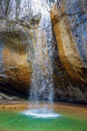 Waterfall in the autumn in the Crimeaの写真素材