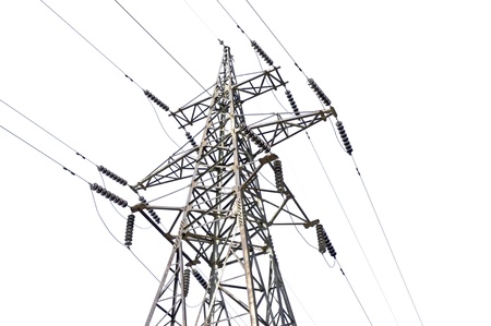 Electrical tower on white backgroundの写真素材