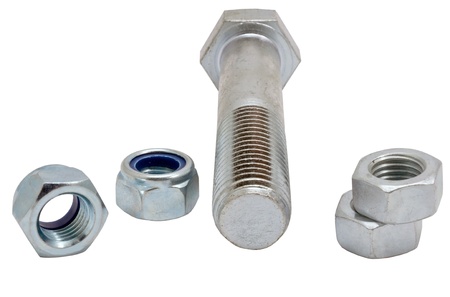 Stainless steel bolt and nut isolated on white