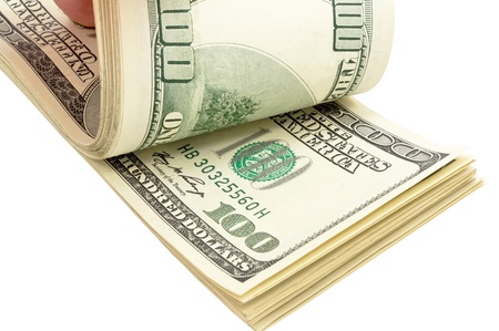 pack of dollars on white background