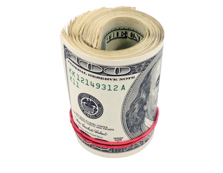 U S  dollars isolated on white background