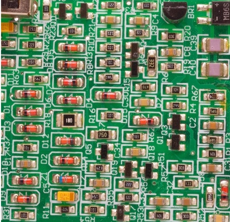 Closeup of electronic circuit board 