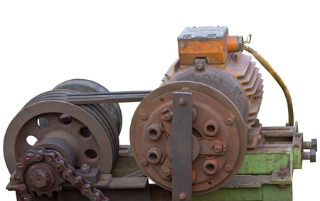 Belt with gear on white backgroundの写真素材