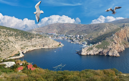 Balaklava town and Balaklava Bay, Crimea, Ukraineの写真素材