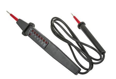 Voltage tester on a white 