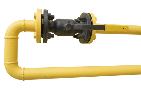 metal pipe with valve on white background
