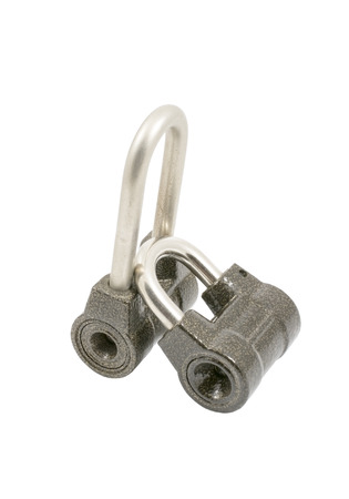Two padlocks in closed positions over white background