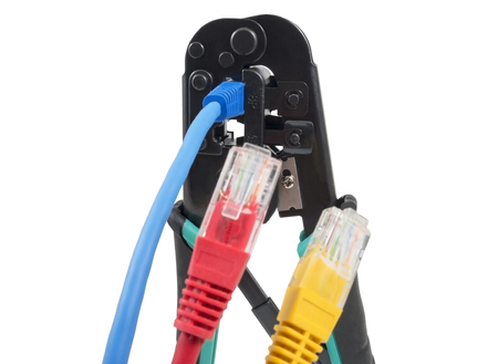 Crimping tool for twisted pair on a white background, isolated