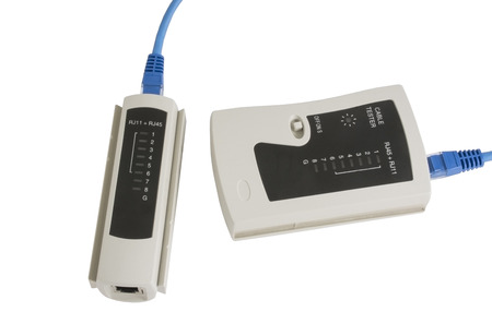 Network cable tester on white background