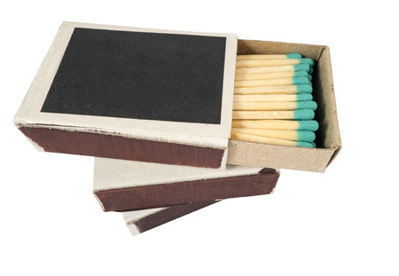 Open Box of Matches on White Backgroundの写真素材