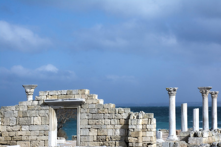 Ruins of an Ancient Greek temple in Chersoneseの写真素材