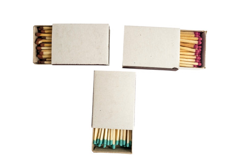 Open Box of Matches on White Backgroundの写真素材