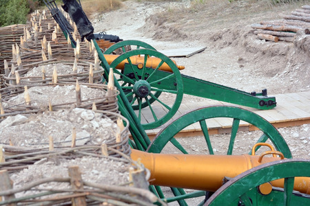 Old medieval artillery cannon on the position