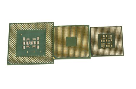 three CPU isolated on white background