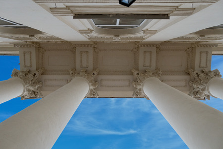 beautiful large columns on blue sky backgroundの写真素材