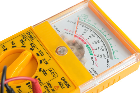 the yellow Analog tester on a white backgroundの写真素材