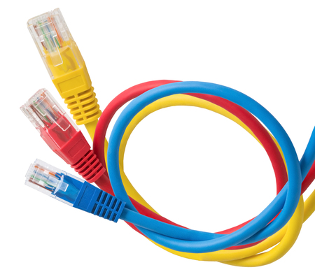 Network Ethernet Cable Over White Background