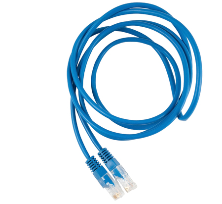 Twisted pair blue network cable isolated on a white background