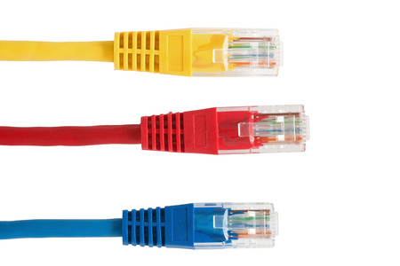 Four Multi Colored Network Cables on the white  background