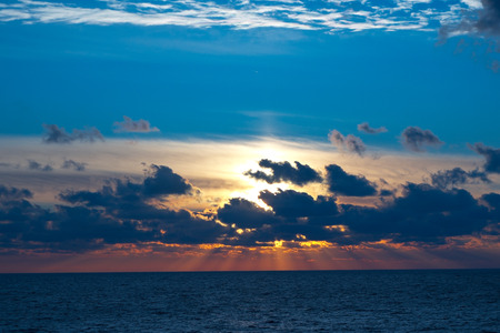 Orange And Blue Sunset in the mountains of Crimeaの写真素材