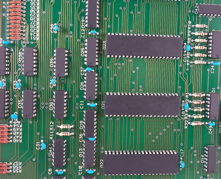 Closeup of electronic circuit board