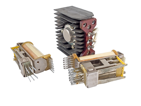 Radio components on white backgroundの写真素材