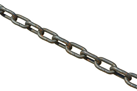 Old anchor chain on white background