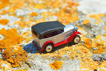 model of retro car on a sunny dayの写真素材