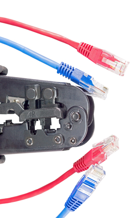 Crimping tool for twisted pair on a white background, isolated