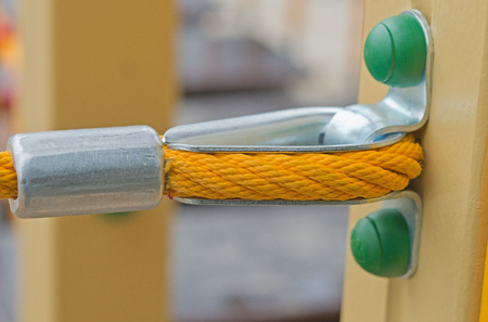 Closeup of a strong rope and thimbleの写真素材