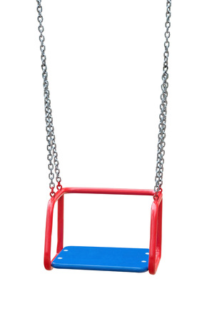 chain swings hanging on white backgroundの写真素材