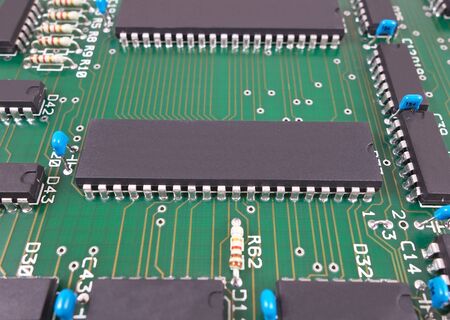Closeup of electronic circuit board 