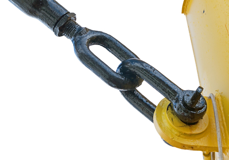 metal rigging on a white backgroundの写真素材