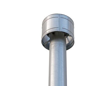 large industrial shiny metal pipes on white background