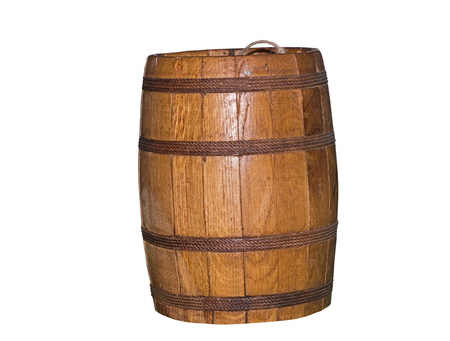 Old wooden barrel on white backgroundの写真素材