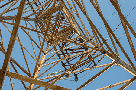 electric tower high voltage post with blue sky