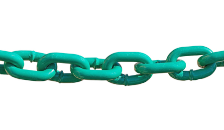 green anchor chain on white backgroundの写真素材