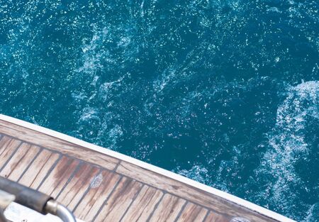 Stern of a yacht on a background a seaの写真素材