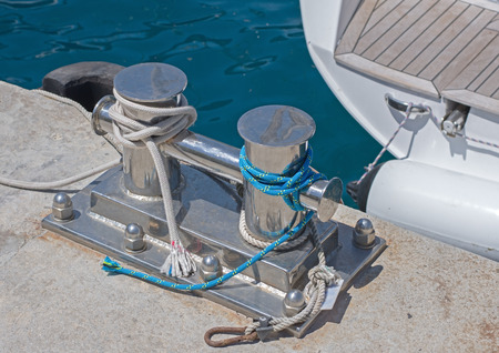 rope and Marina bollard on moorage