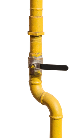 metal pipe with valve on white backgroundの写真素材