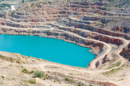 Open pit mine for mining of crushed stoneの写真素材