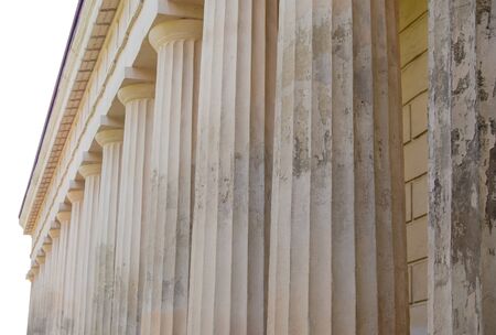 Architectural construction with columns on a white backgroundの写真素材