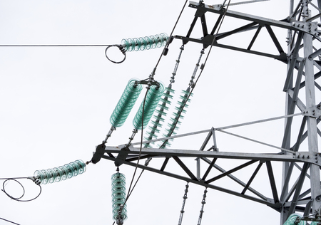Electrical tower on white backgroundの写真素材
